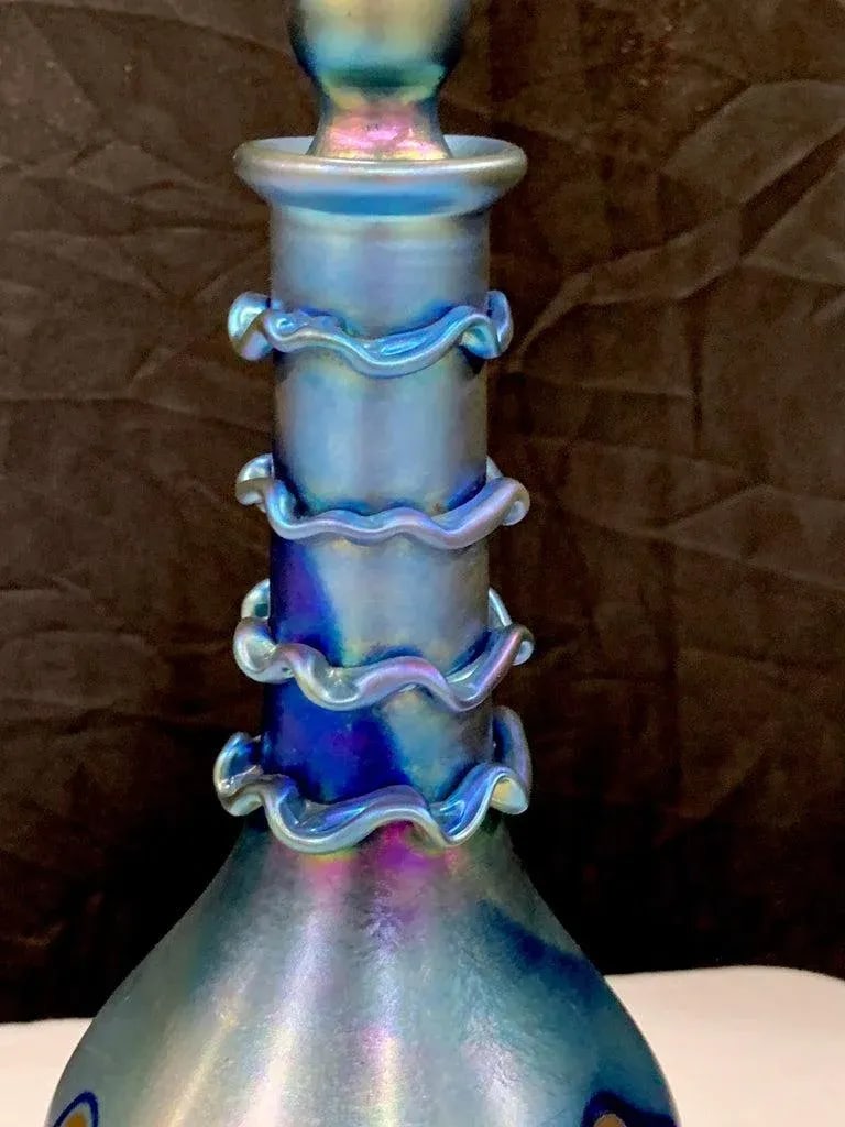 Late 20th Century Vandermark Art Glass Decanter, in the Style of Louis Comfort Tiffany - 5