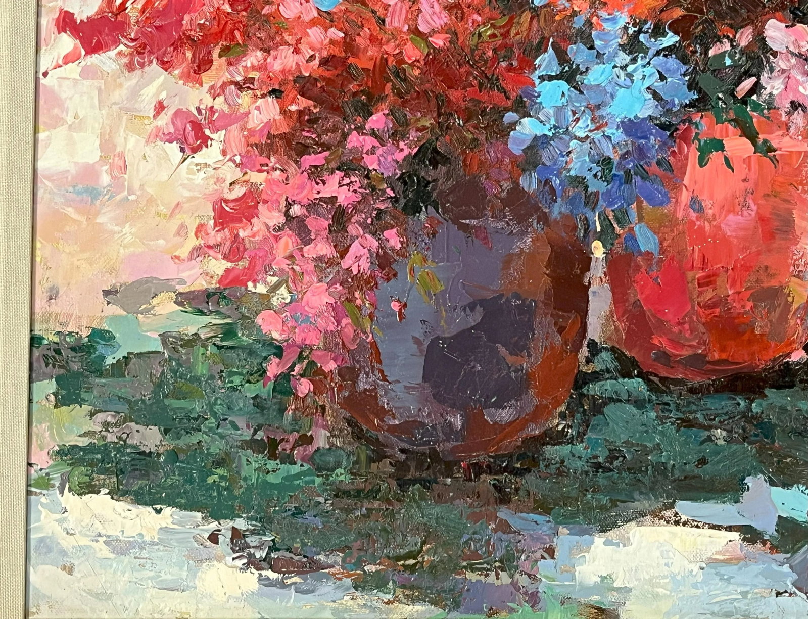 Original Signed and Framed Impressionist Flowers Oil Painting on Canvas - 4