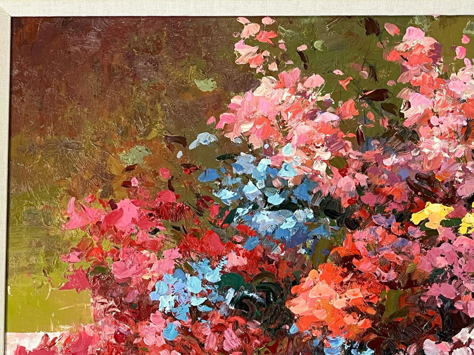 Original Signed and Framed Impressionist Flowers Oil Painting on Canvas - 5