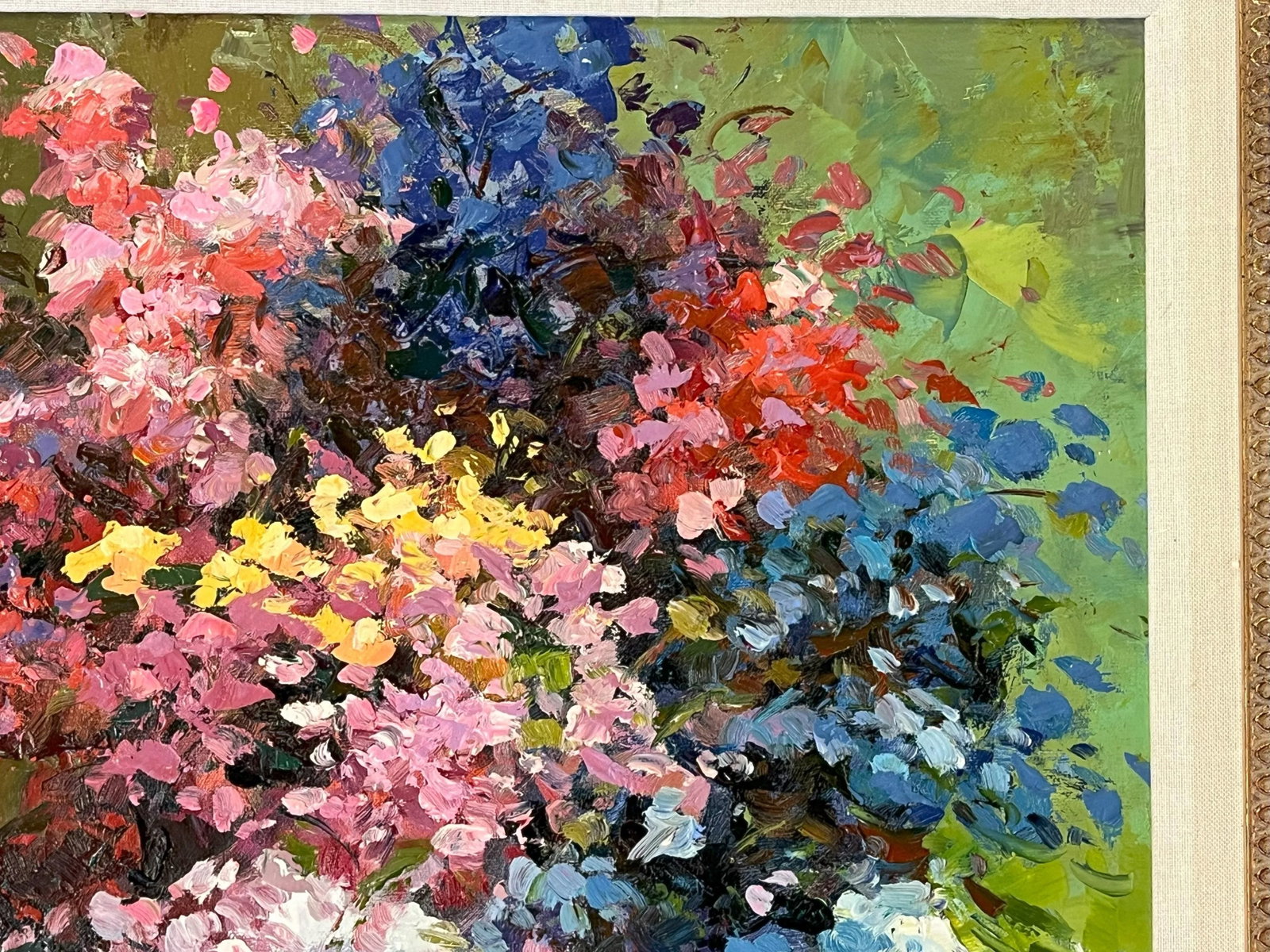 Original Signed and Framed Impressionist Flowers Oil Painting on Canvas - 6