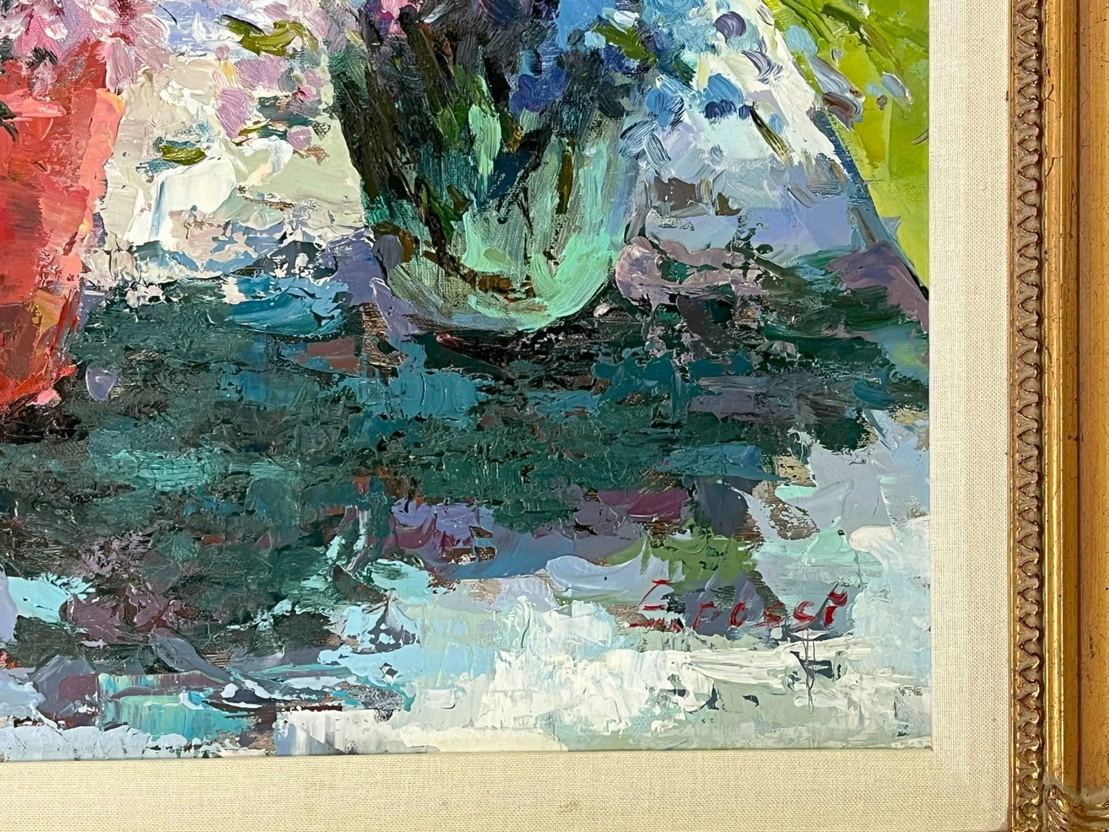 Original Signed and Framed Impressionist Flowers Oil Painting on Canvas - 7