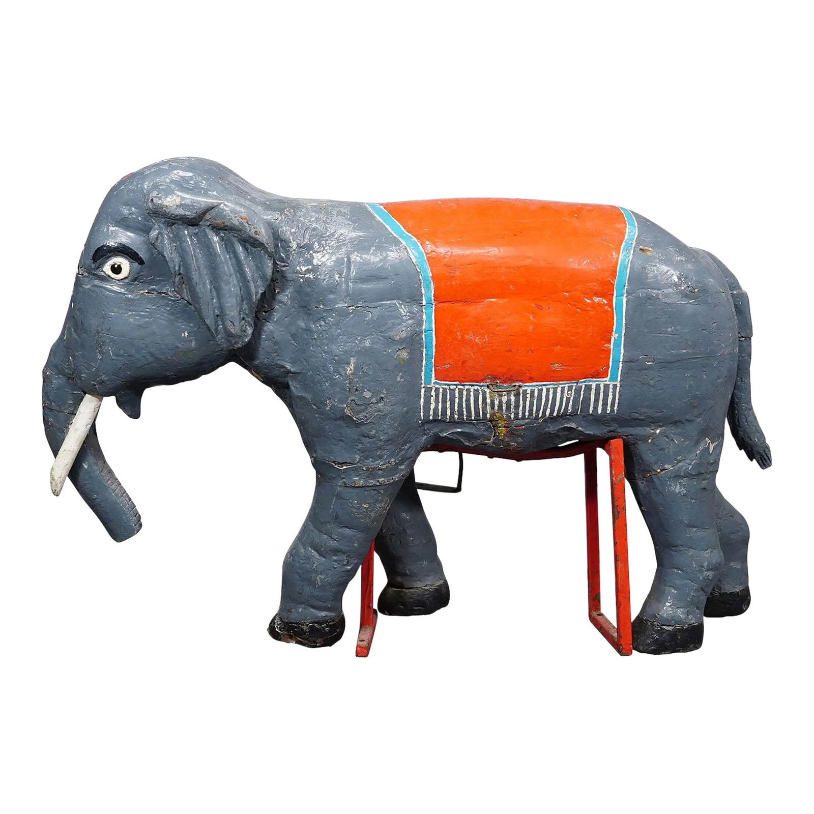 Rare Antique Children Carousel Elefant, Germany Early 20th Century: Rare Antique Children Carousel Elefant, Germany early 20th Century A wooden carved children's carousel elephant with polychrome painting, made in Germany around 1910. Unrestored original condition,