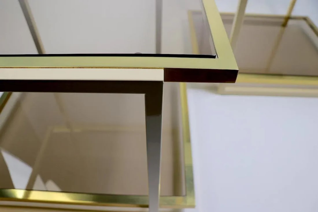 Smoked Glass and Brass Tables by Tommaso Barbi - a Pair - 9