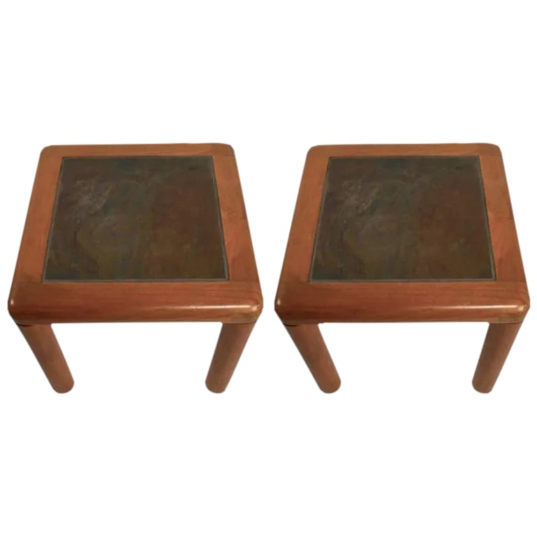 Teak and Slate Tables by Haslev - a Pair (1 of 7)