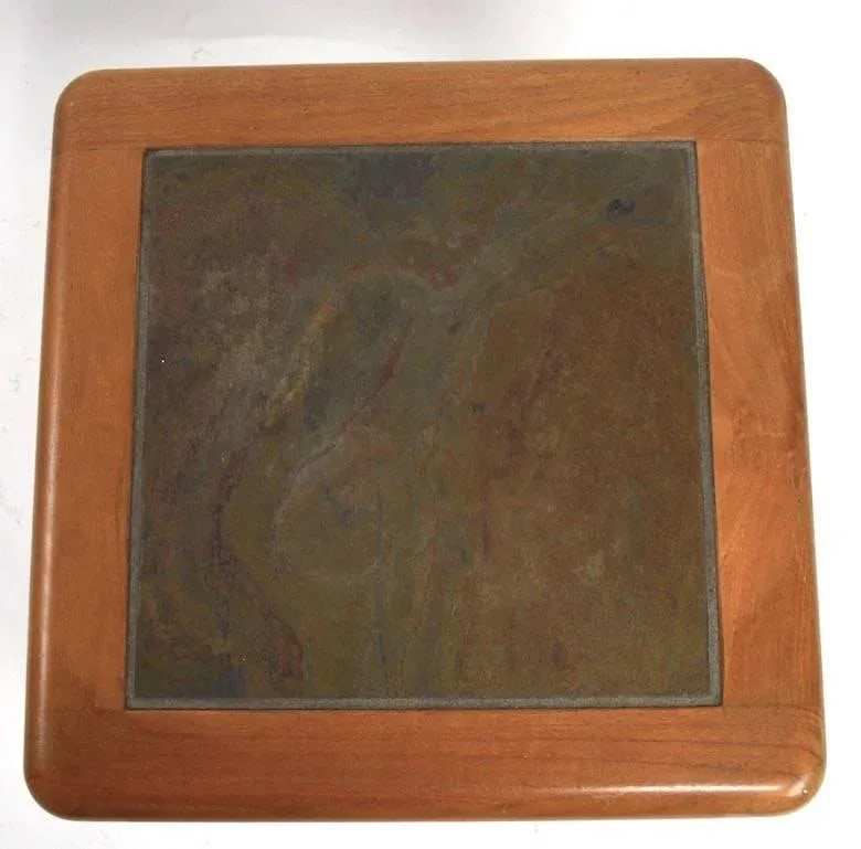 Teak and Slate Tables by Haslev - a Pair - 4