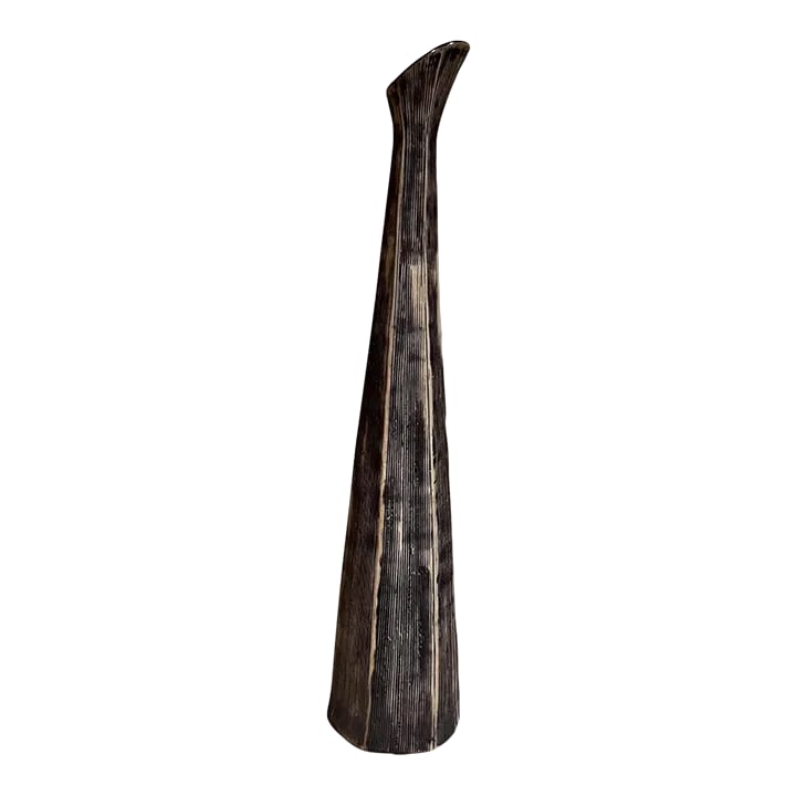 Elongated Modern Textured Vase Art Pottery Black & White (1 of 14)