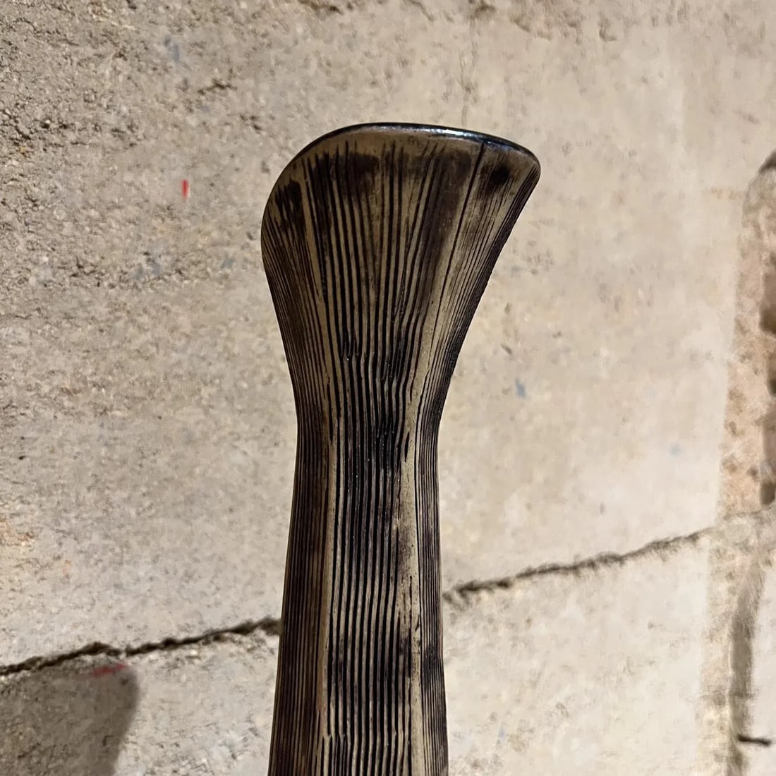 Elongated Modern Textured Vase Art Pottery Black & White - 2