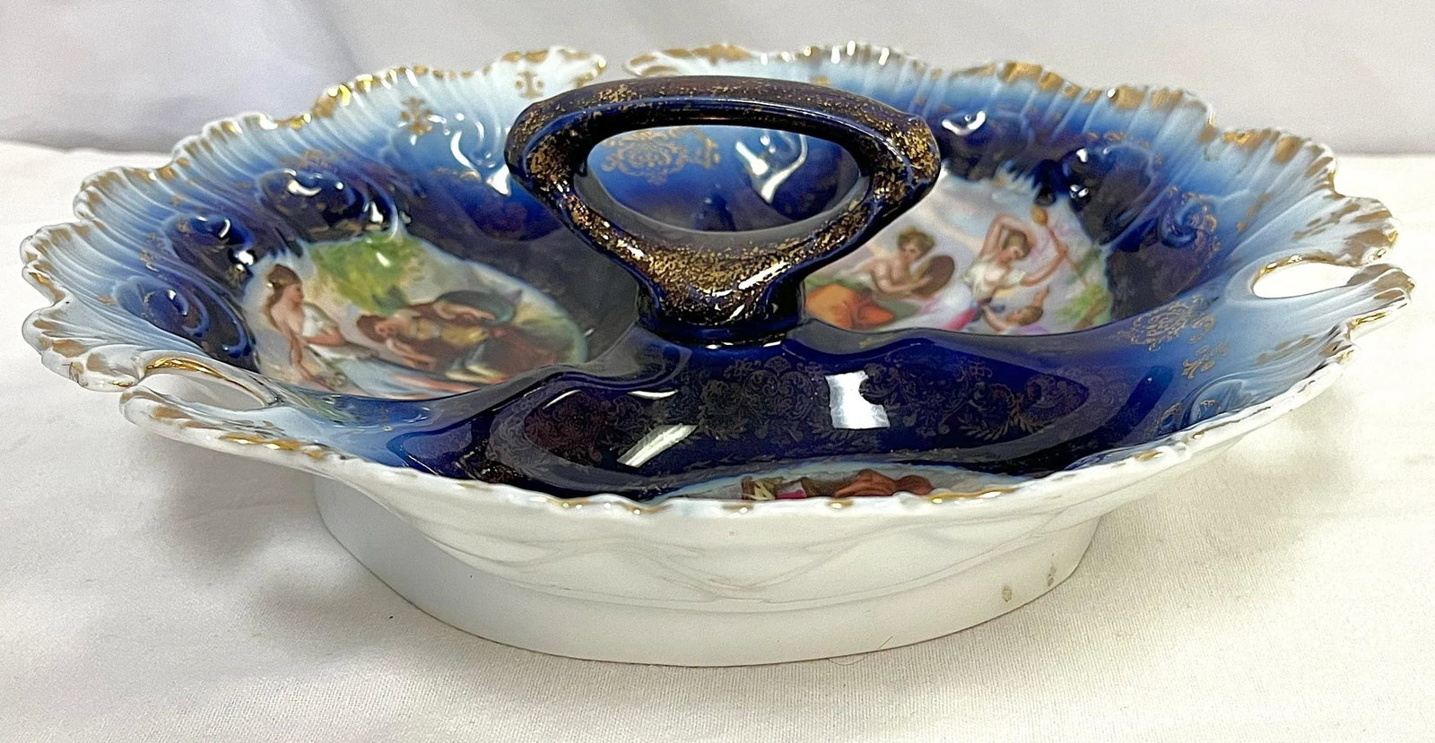 Antique Victoria Carlsbad Porcelain Separated Serving Dish With Handle Made in Austria - 2