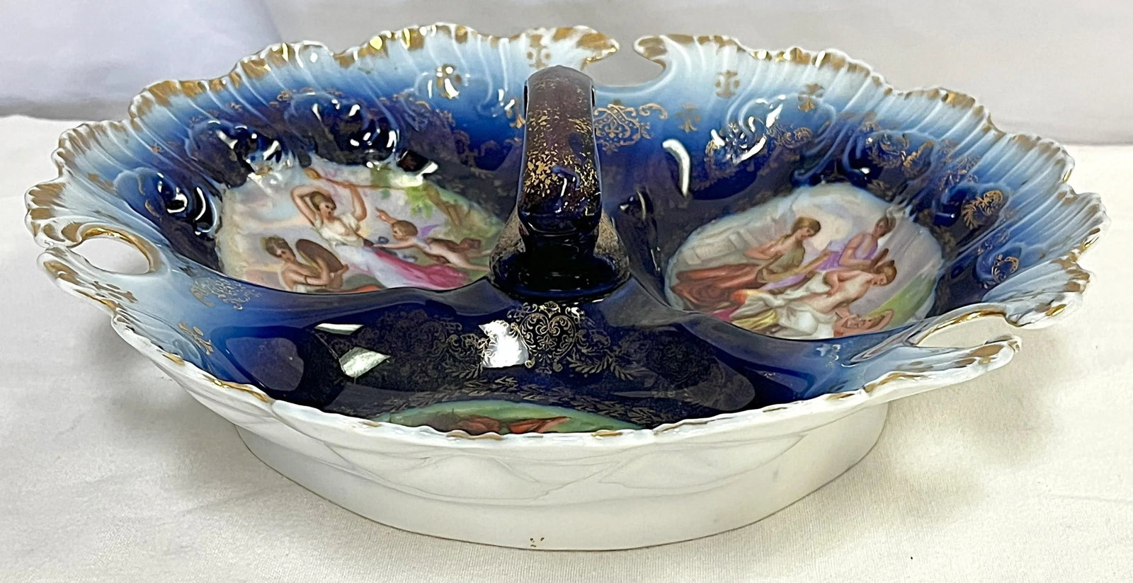 Antique Victoria Carlsbad Porcelain Separated Serving Dish With Handle Made in Austria - 3