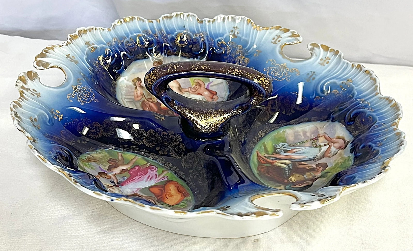 Antique Victoria Carlsbad Porcelain Separated Serving Dish With Handle Made in Austria - 4