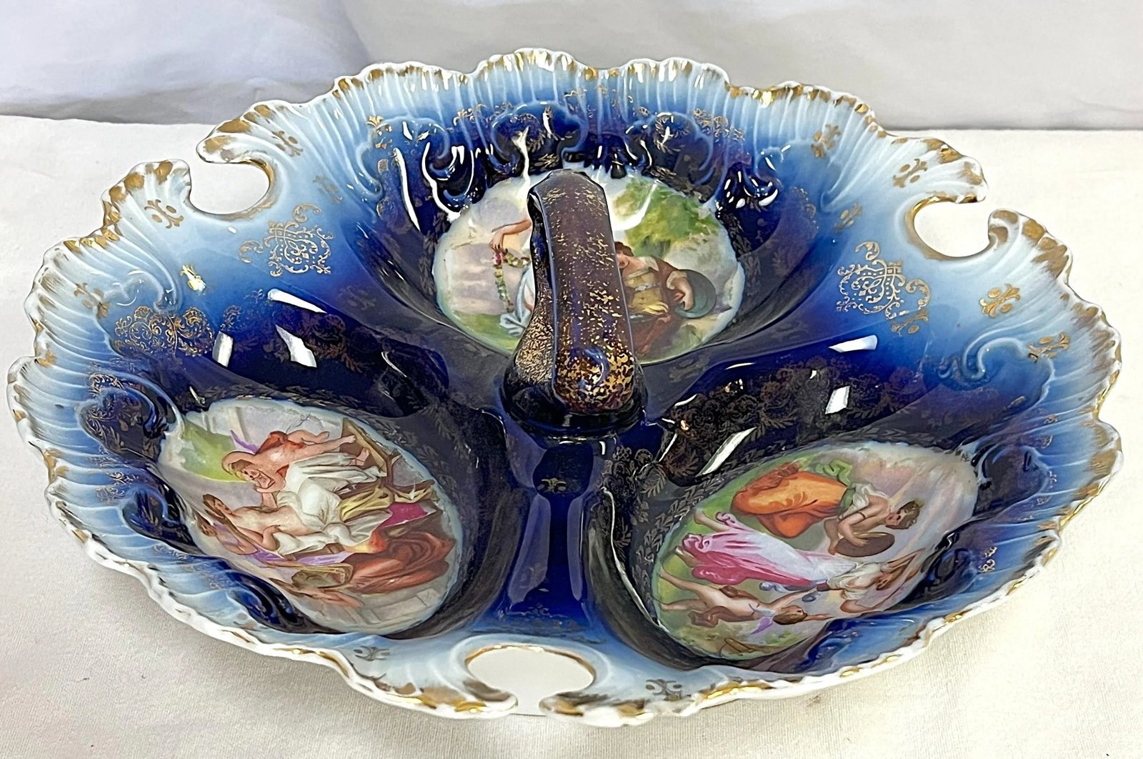 Antique Victoria Carlsbad Porcelain Separated Serving Dish With Handle Made in Austria - 5