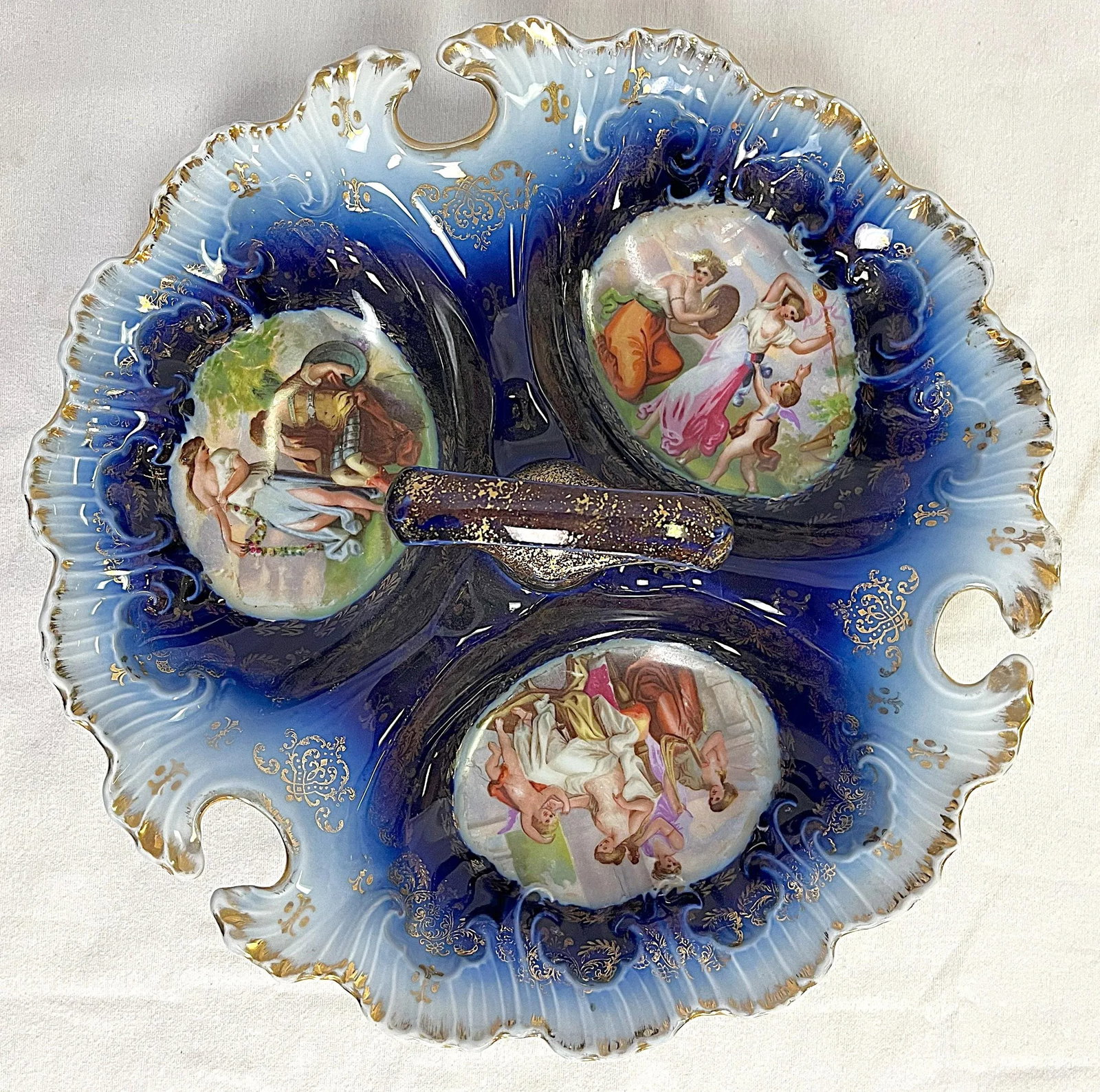 Antique Victoria Carlsbad Porcelain Separated Serving Dish With Handle Made in Austria - 8