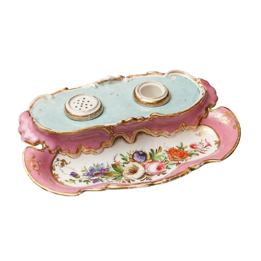 19th Century French Porcelain Inkstand With Ink Pot and Sander (1 of 6)