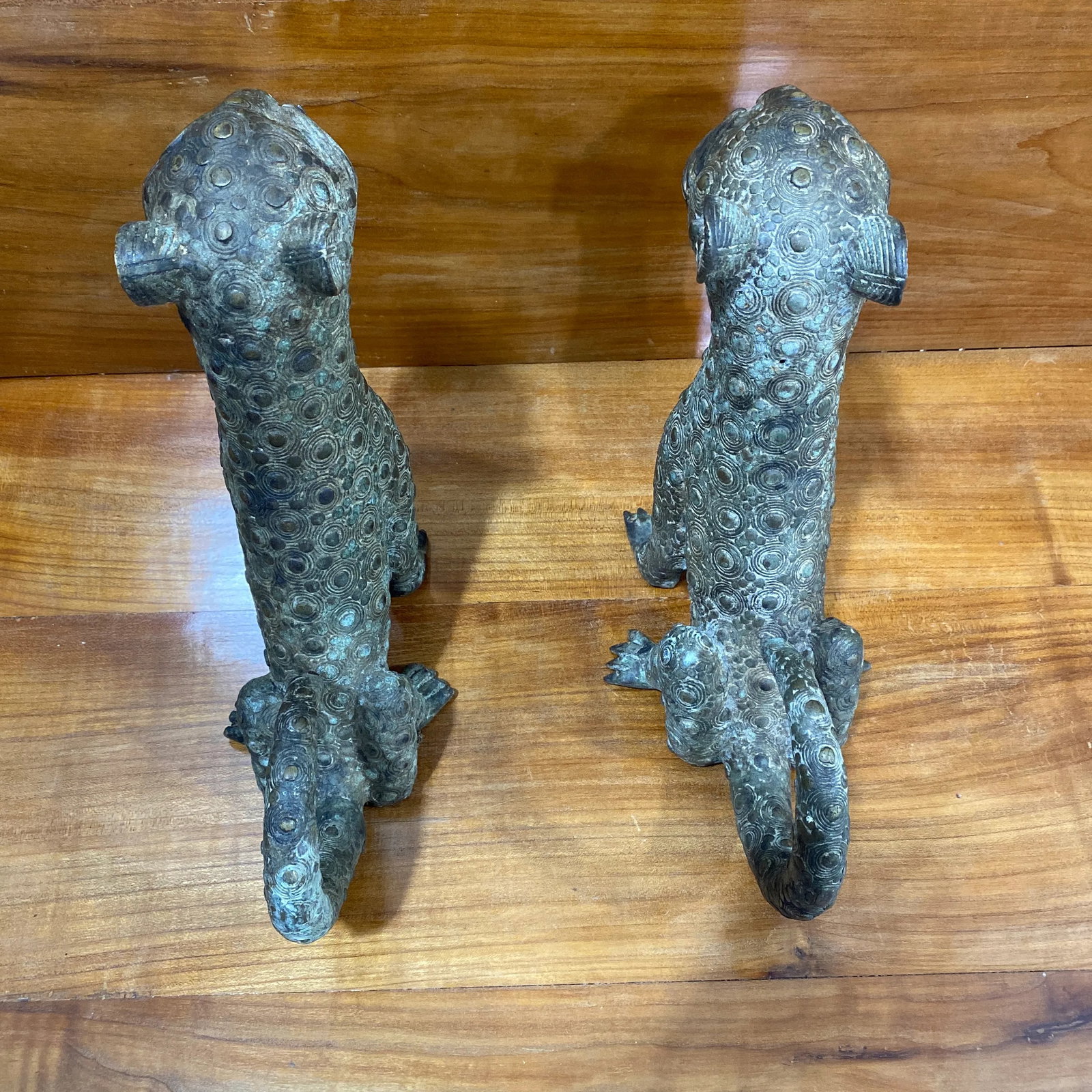 Mid 19th Century Old Benin Leopard Bronze Nigeria African ~ a Pair - 6