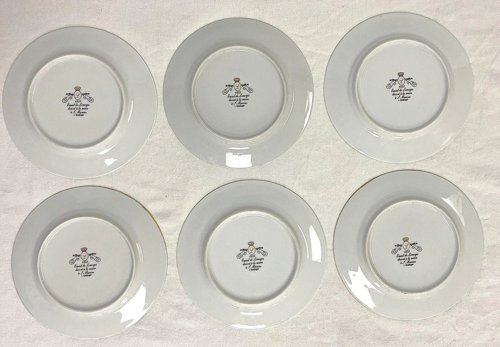 Vintage 'Email De Limoges Godinger' Fruit Plates- Set of 6 - 11