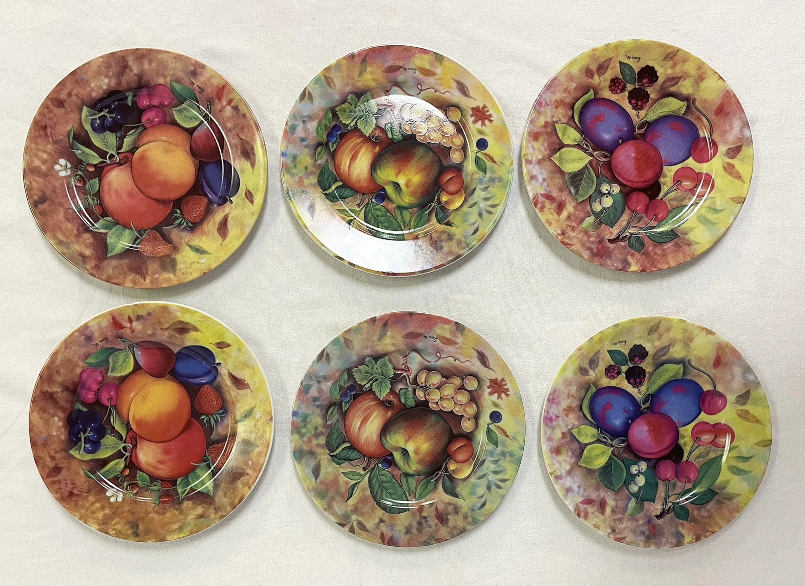 Vintage 'Email De Limoges Godinger' Fruit Plates- Set of 6 - 2