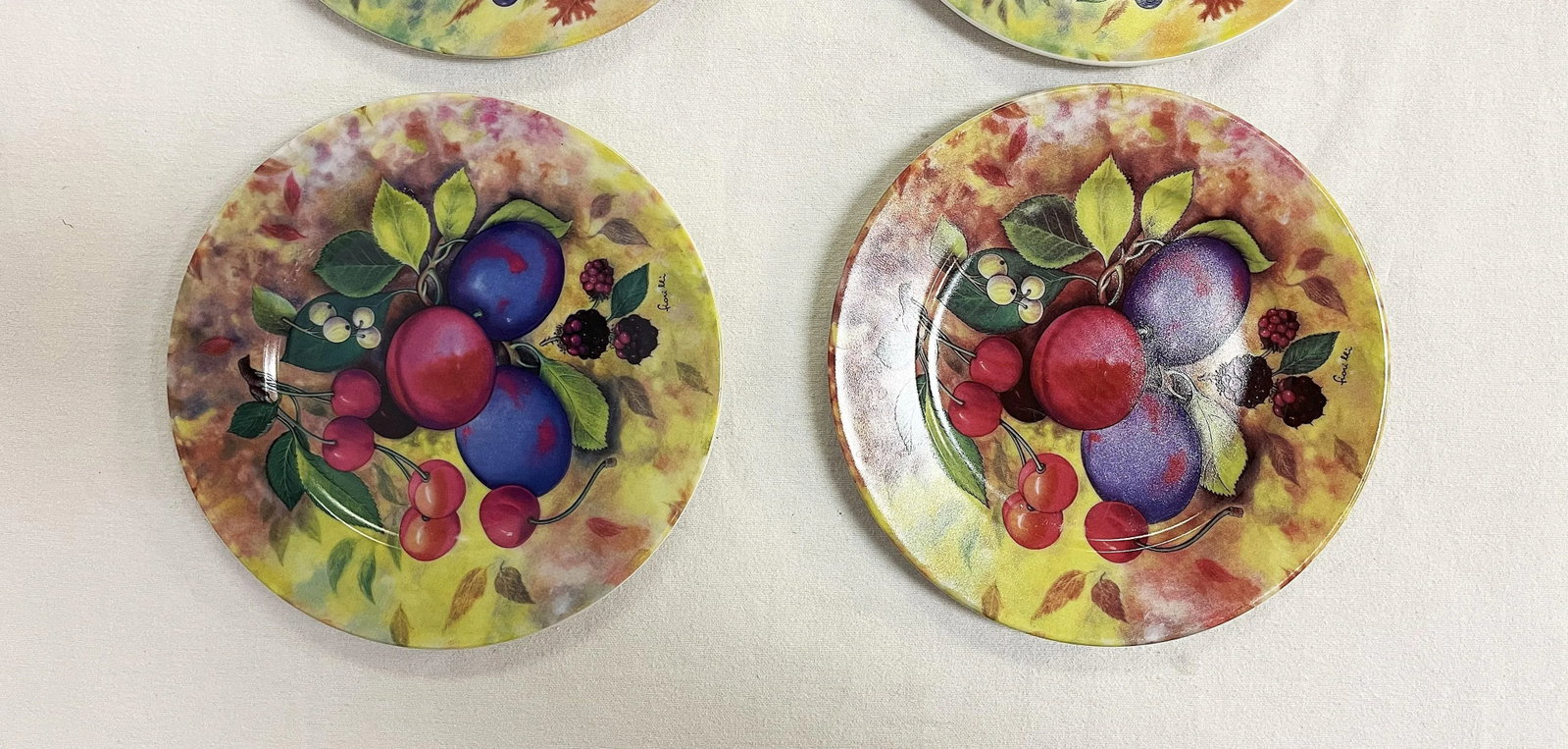 Vintage 'Email De Limoges Godinger' Fruit Plates- Set of 6 - 4