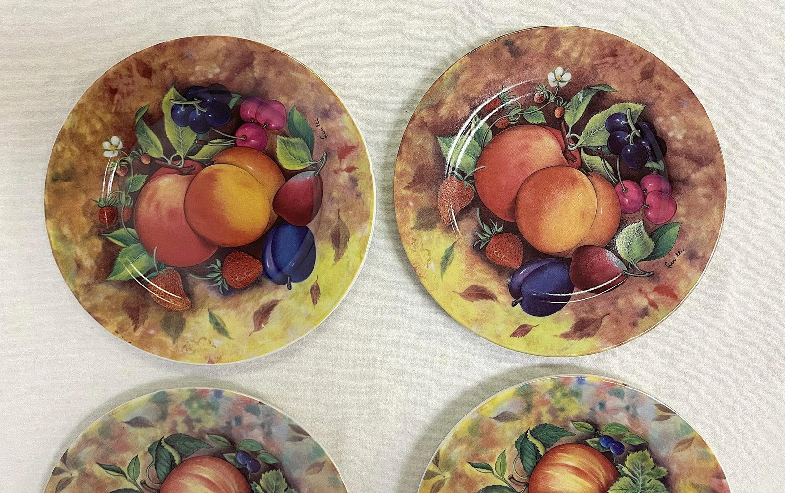 Vintage 'Email De Limoges Godinger' Fruit Plates- Set of 6 - 5
