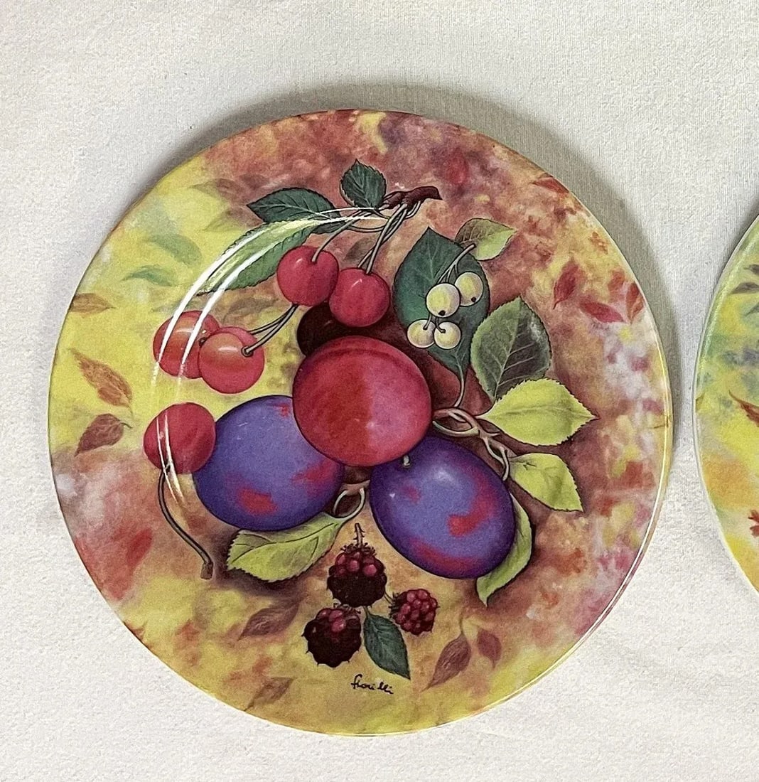 Vintage 'Email De Limoges Godinger' Fruit Plates- Set of 6 - 6