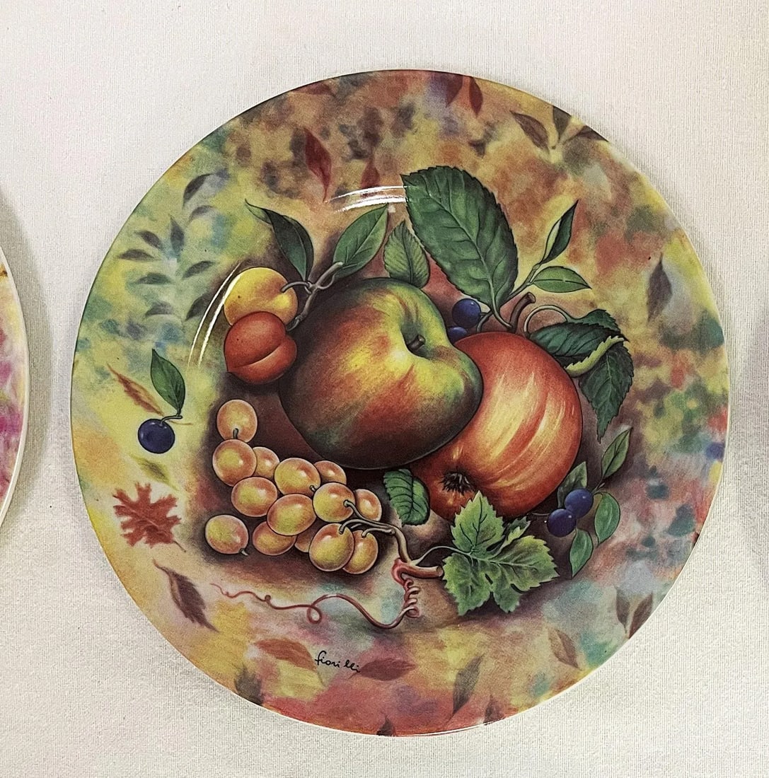 Vintage 'Email De Limoges Godinger' Fruit Plates- Set of 6 - 7