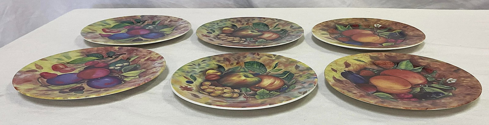 Vintage 'Email De Limoges Godinger' Fruit Plates- Set of 6 - 9