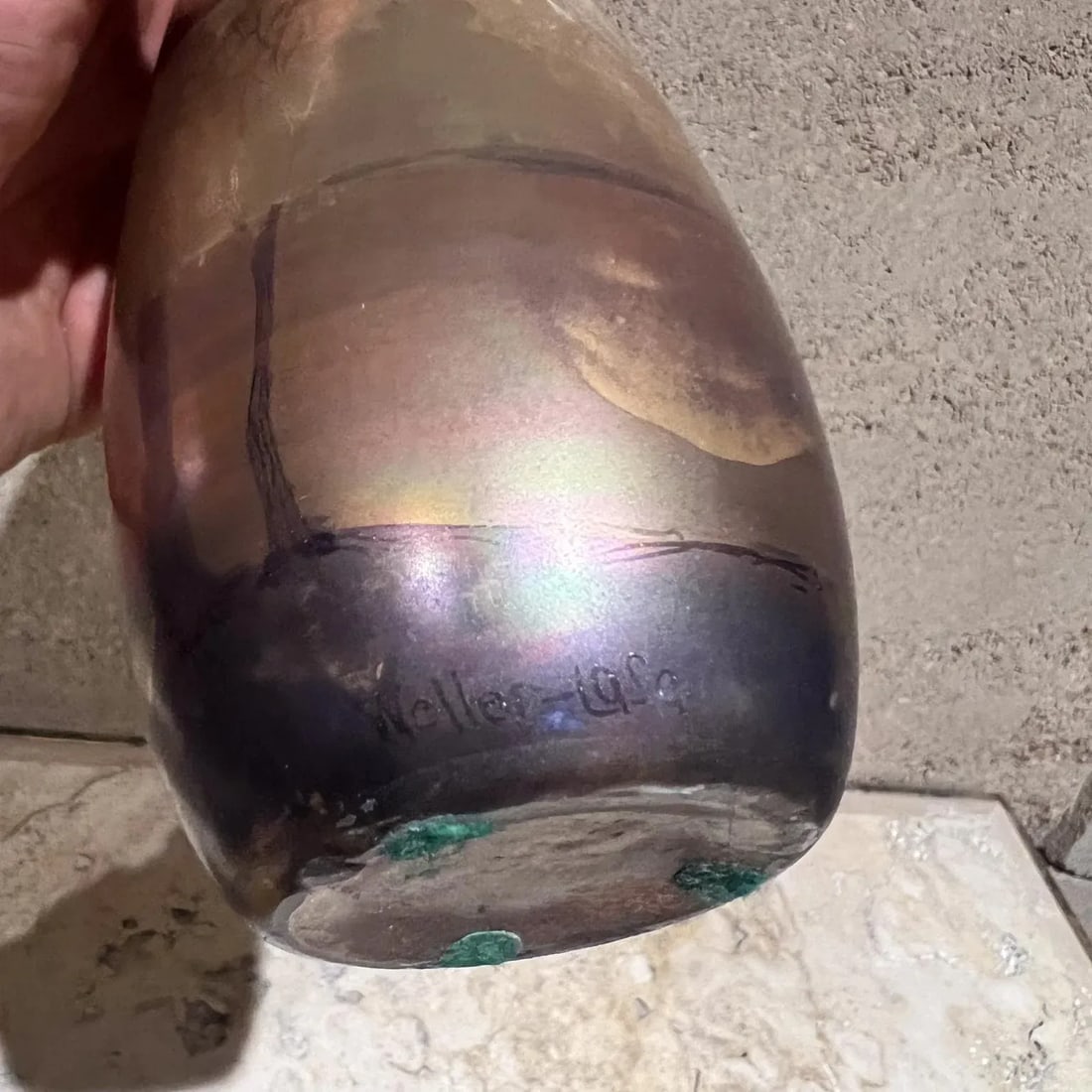 Weller Pottery Lasa Glazed Gold Vase Art Landscape - 7