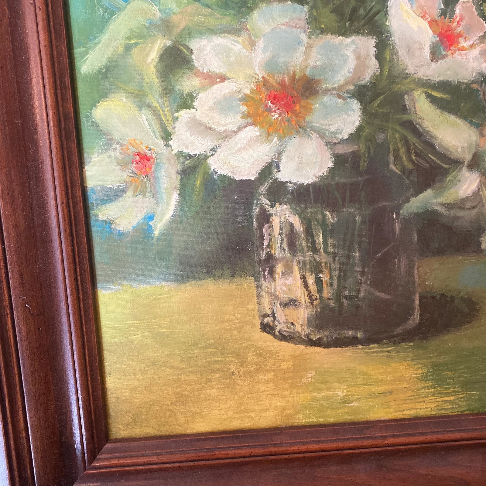 Vintage 1970s Floral Still Life Painting on Canvas~ Signed - 3