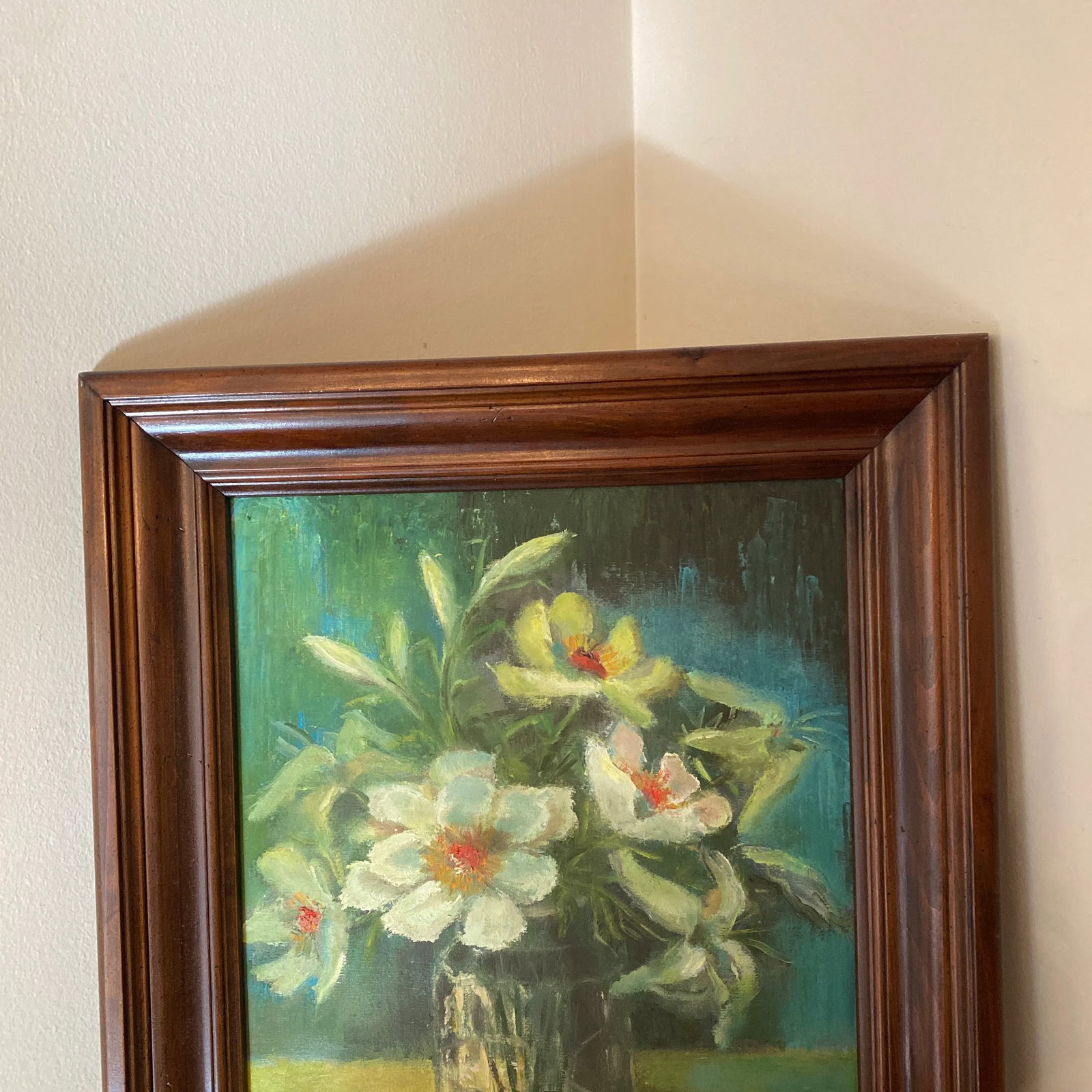 Vintage 1970s Floral Still Life Painting on Canvas~ Signed - 5
