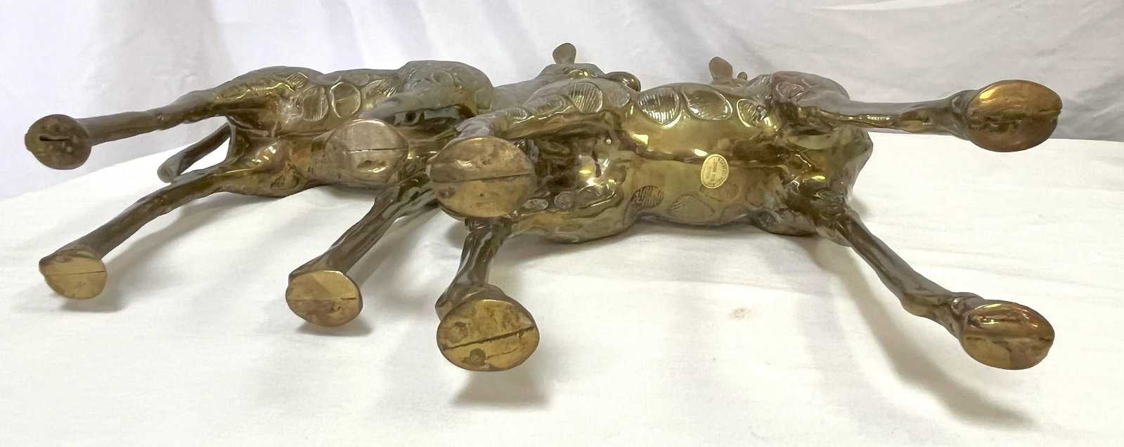 Vintage Hollywood Regency Heavy Brass Giraffe Sculptures Handcrafted in Korea- a Pair - 10