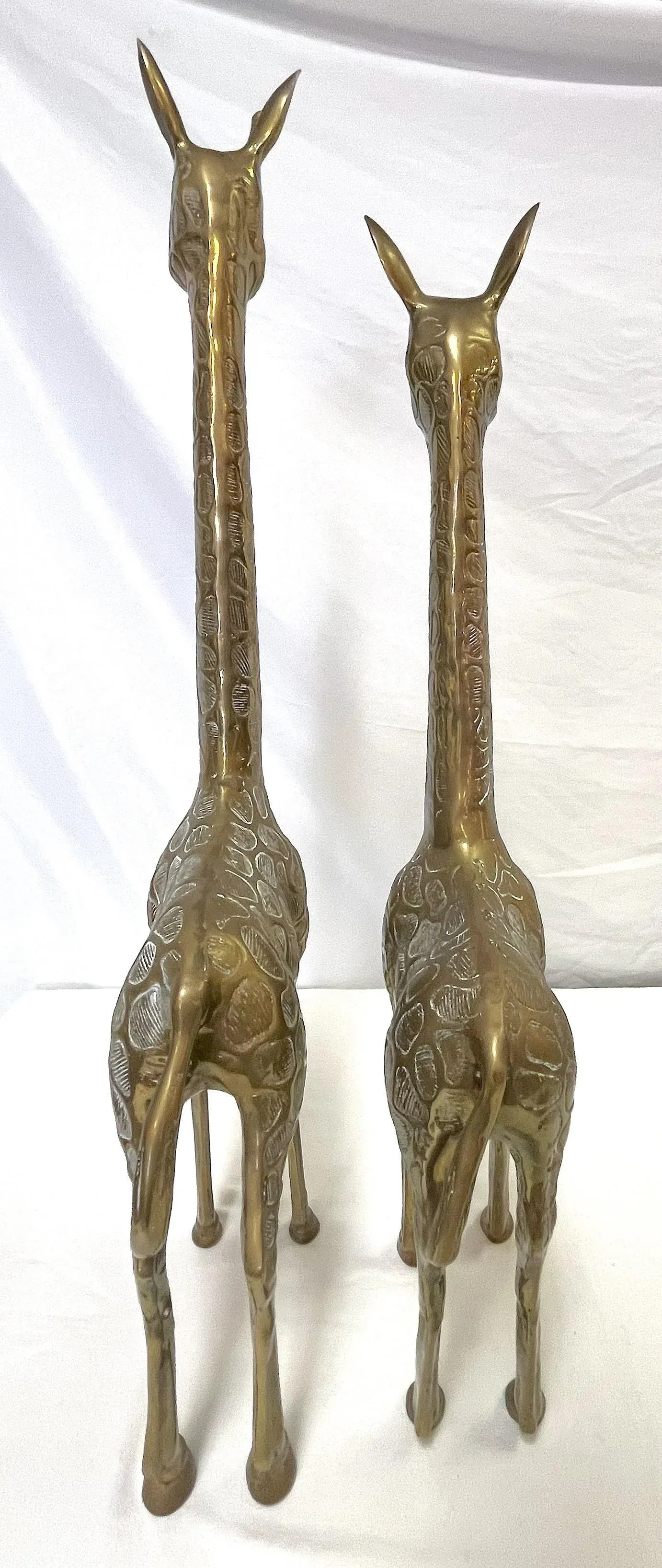 Vintage Hollywood Regency Heavy Brass Giraffe Sculptures Handcrafted in Korea- a Pair - 4
