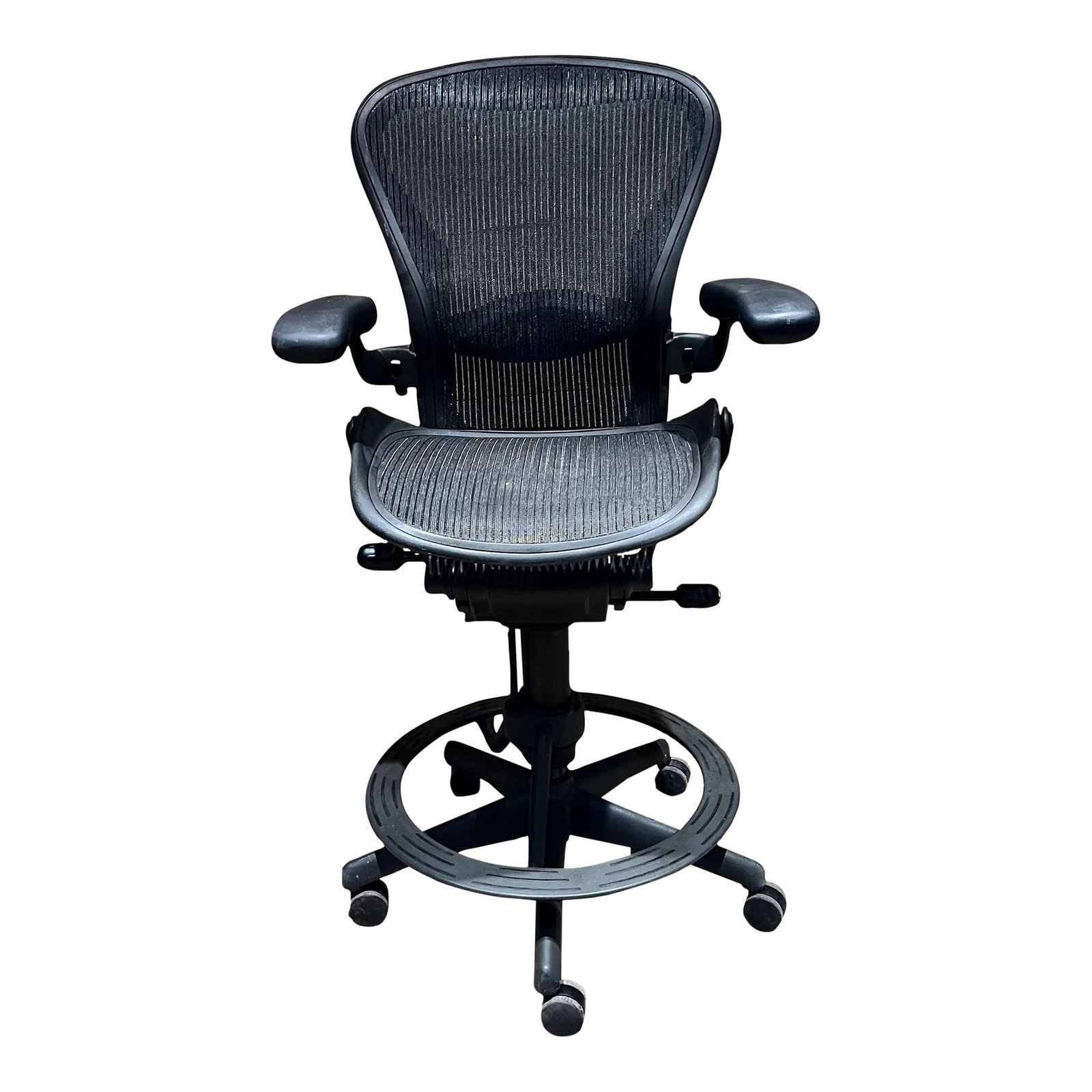 Classic Herman Miller Aeron Chair Stool With Arms Adjustable: AMBIANIC presents Classic Herman Miller Chair Aeron Stool Arms AdjustableÂ Tallest 55.5 h shortest 50 shortest x 21 d x 26 w size B Original vintage condition See dealer for more informatio