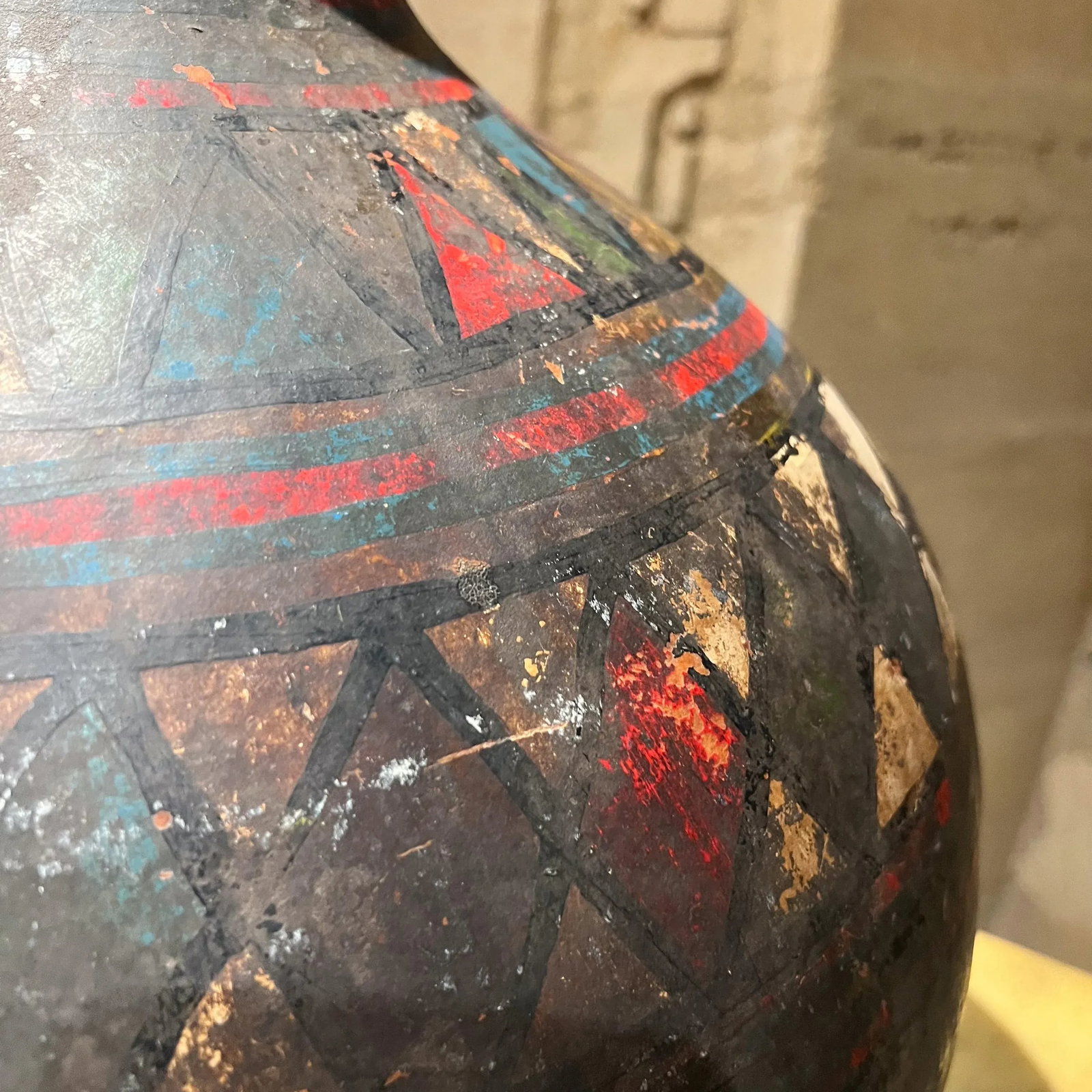 Folk Art Hand Painted XL Colorful Gourd - 9