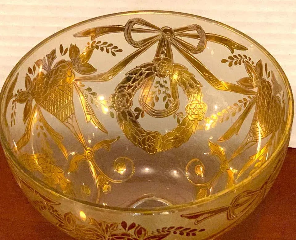 Early 20th Century Set of Six Gilt Enameled Frosted Grand Coupes/ Dessert or Seafood - 10
