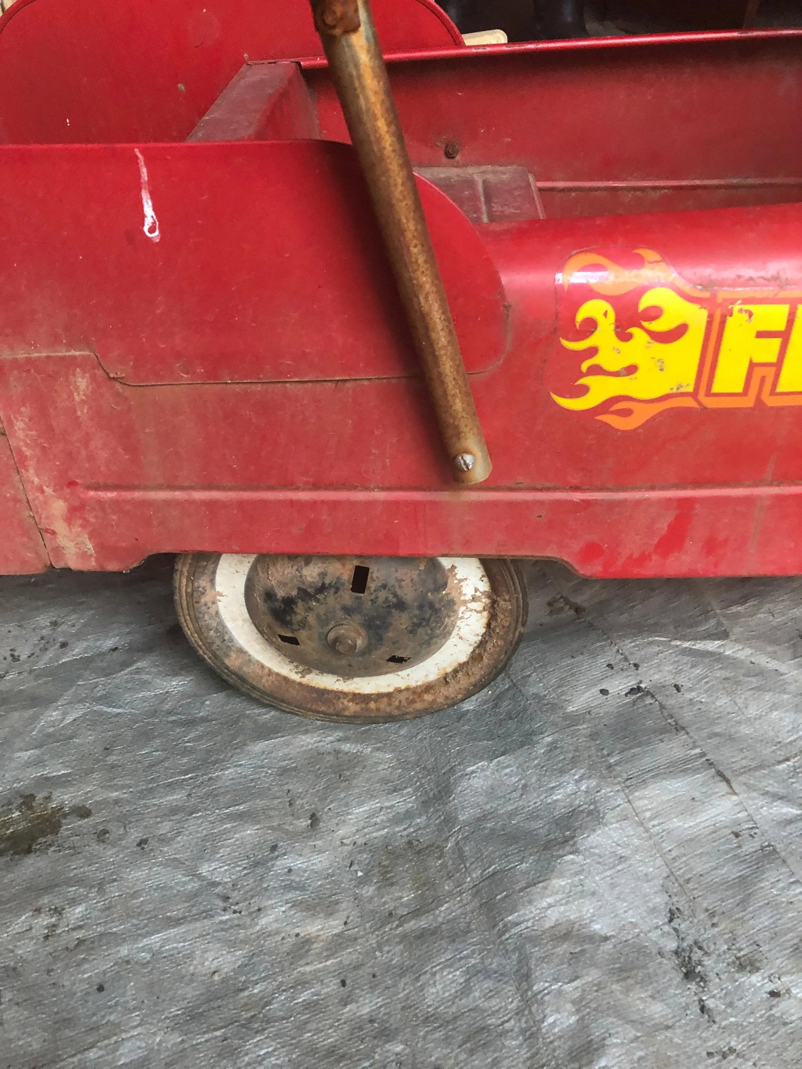 Vintage Fire Engine Toy Pedal Car With Ladders - 6