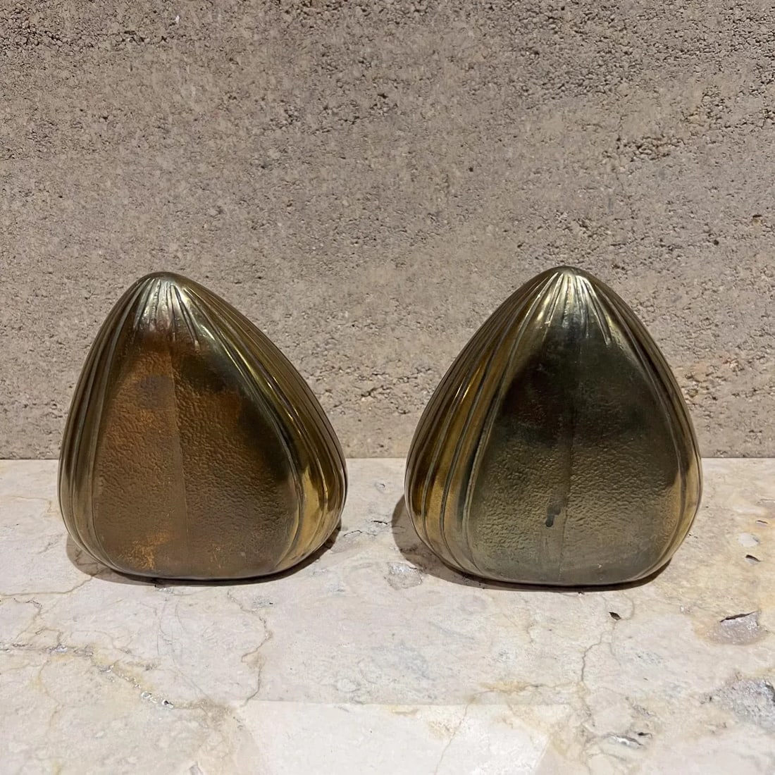 1950s Ben Seibel Brass Clam Shell Bookend Set - 4