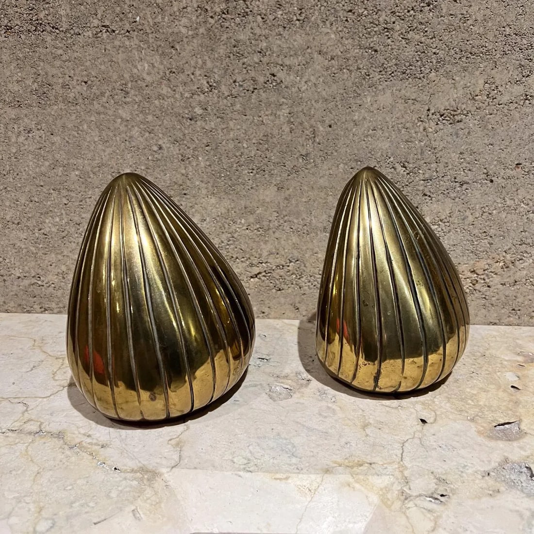 1950s Ben Seibel Brass Clam Shell Bookend Set - 5