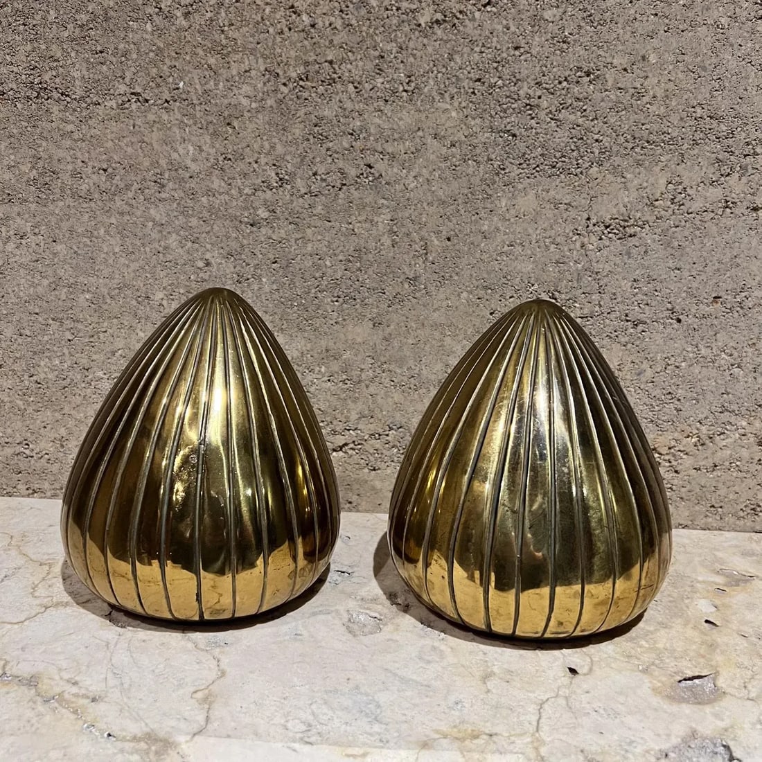 1950s Ben Seibel Brass Clam Shell Bookend Set - 6