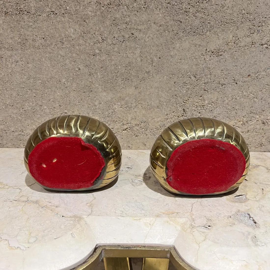 1950s Ben Seibel Brass Clam Shell Bookend Set - 8