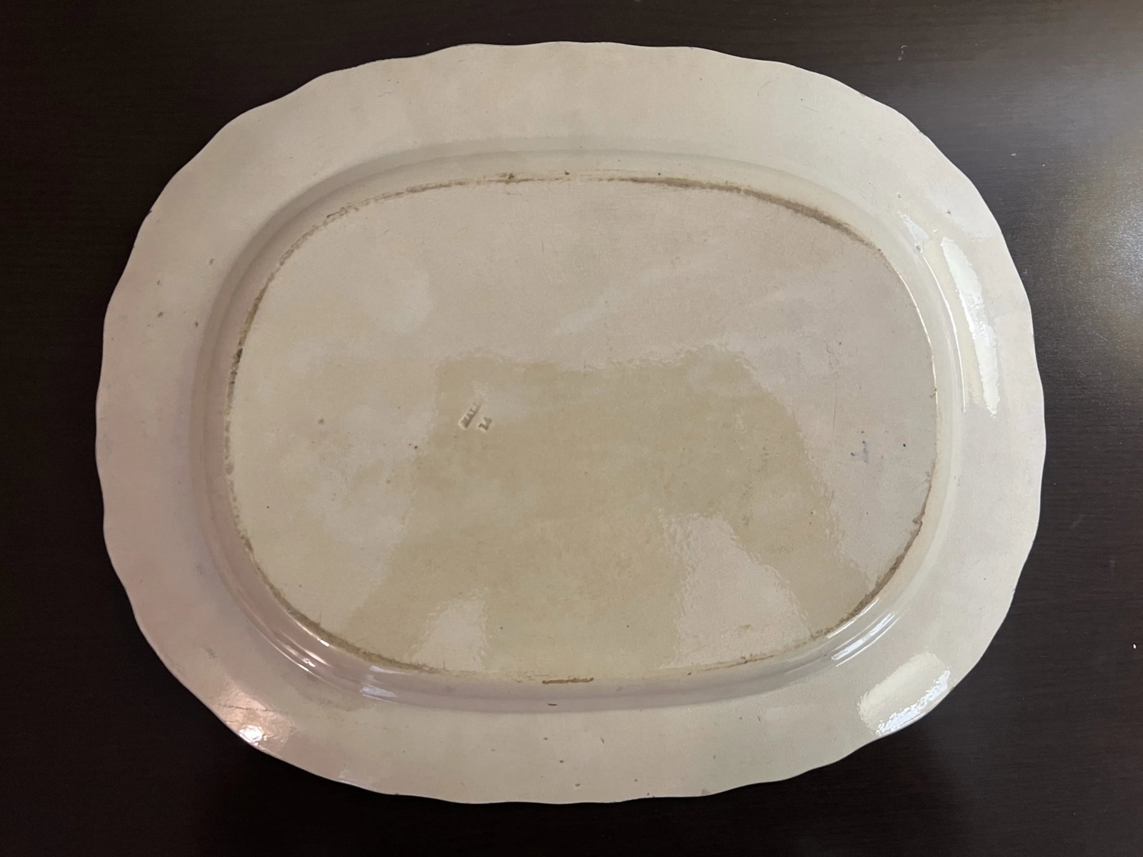 Antique Pearlware Blue Feather Edge Platter, Circa 1820's - 12