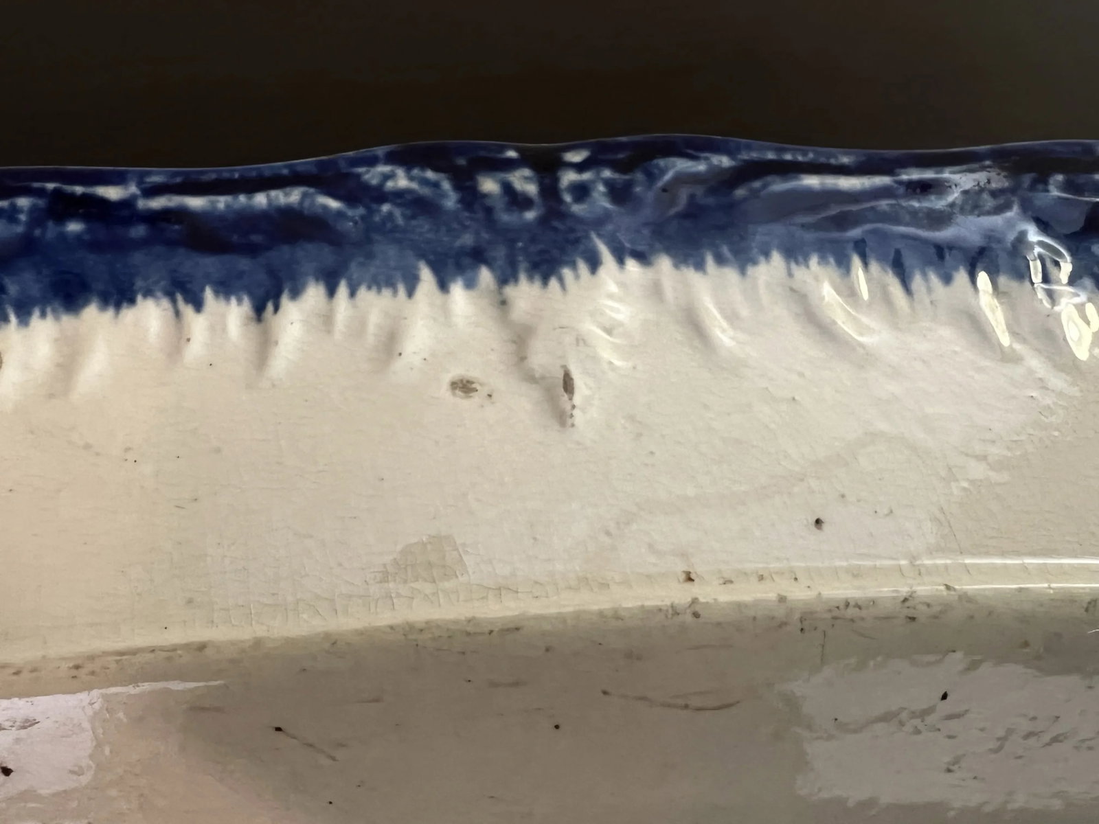 Antique Pearlware Blue Feather Edge Platter, Circa 1820's - 6