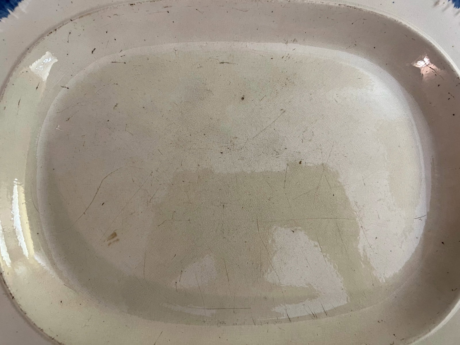 Antique Pearlware Blue Feather Edge Platter, Circa 1820's - 8