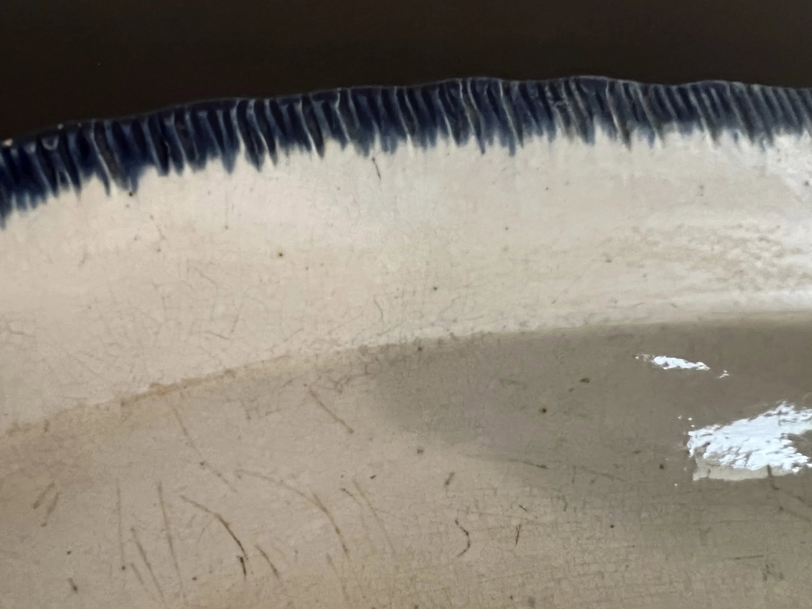 Antique Pearlware Blue Feather Edge Platter, Circa 1820's - 10