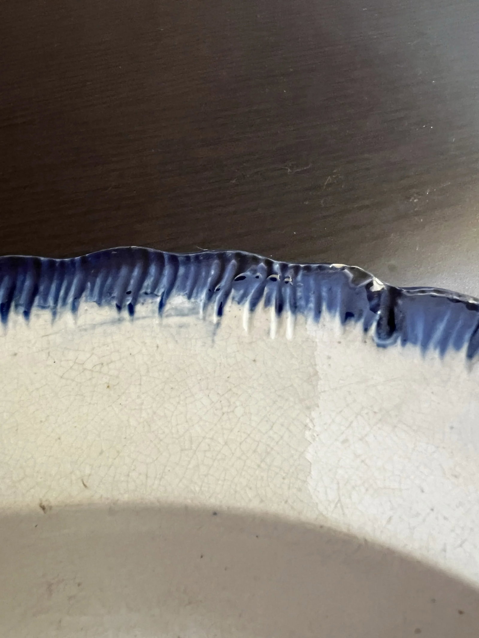 Antique Pearlware Blue Feather Edge Platter, Circa 1820's - 5