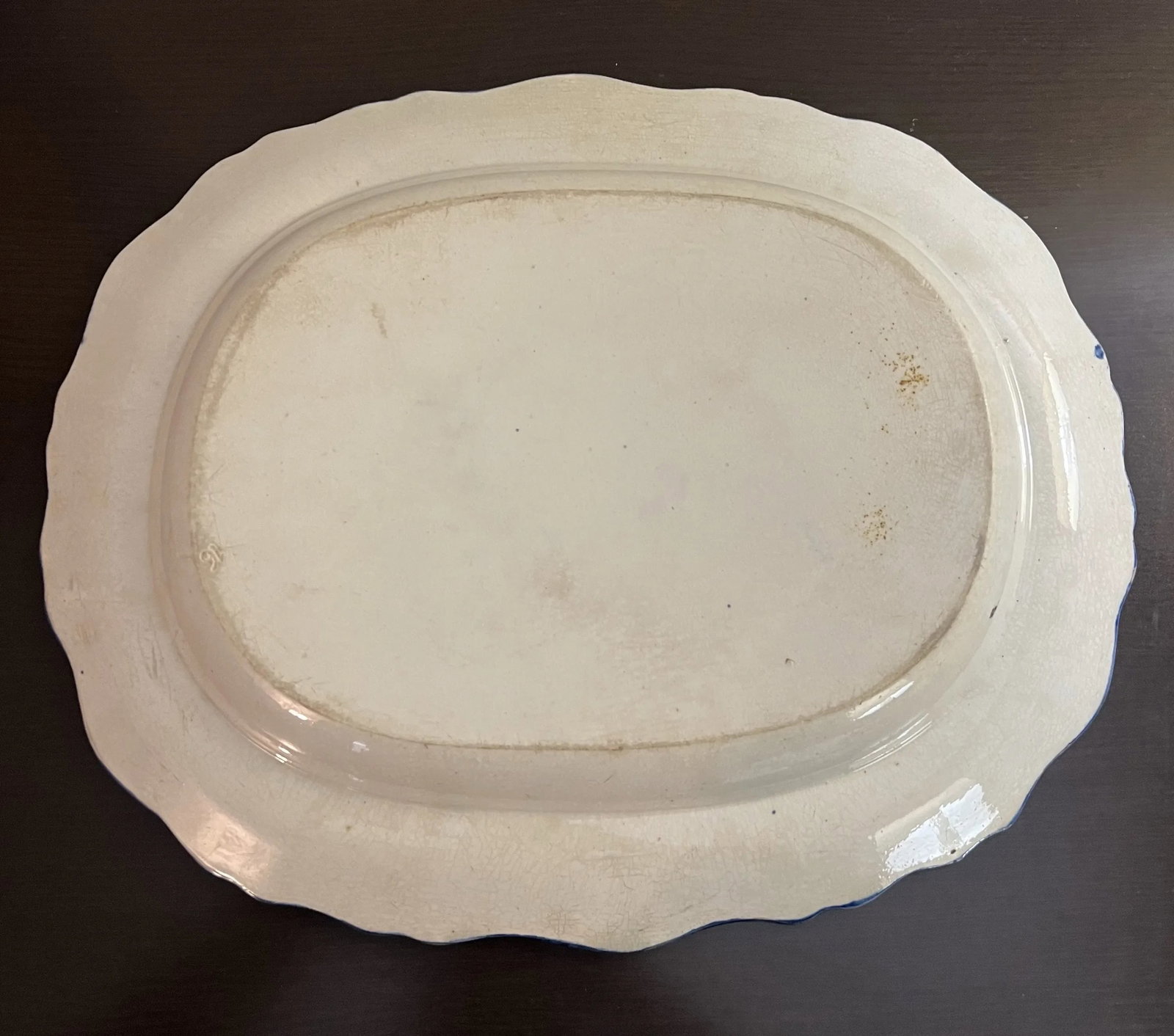 Antique Pearlware Blue Feather Edge Platter, Circa 1820's - 11