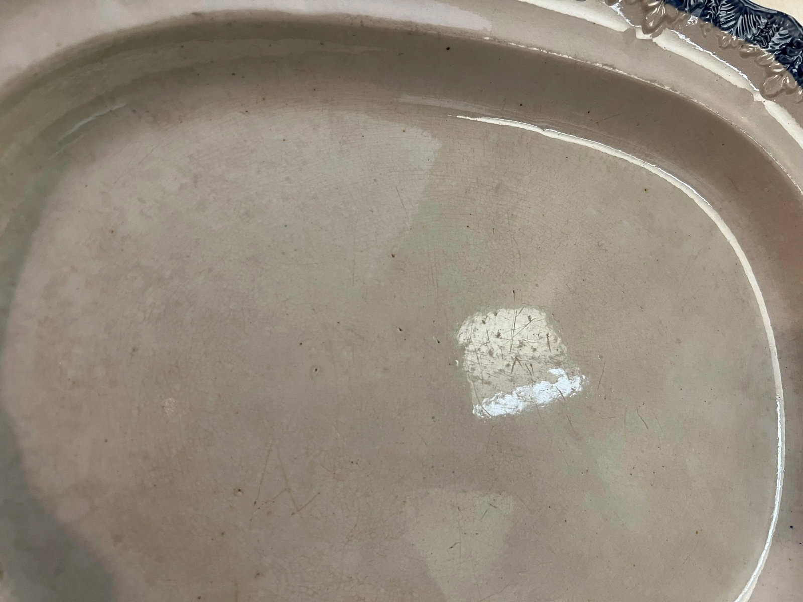 Antique Pearlware Blue Feather Edge Platter, Circa 1820's - 7