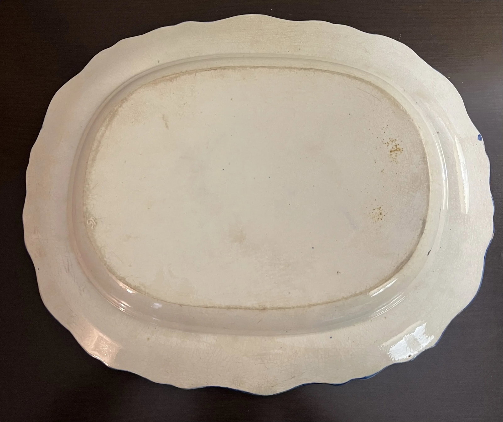 Antique Pearlware Blue Feather Edge Platter, Circa 1820's - 9