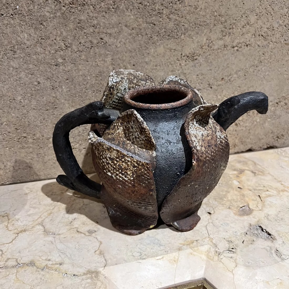 Magnificent Sculptural Tea Pot Vintage Studio Art Pottery - 3