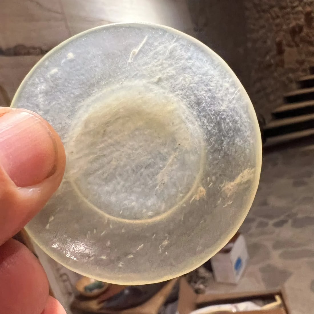 Fine Antique Chinese Qing Dynasty Carved Jade Petite Saucer Plate Set of Two - 8