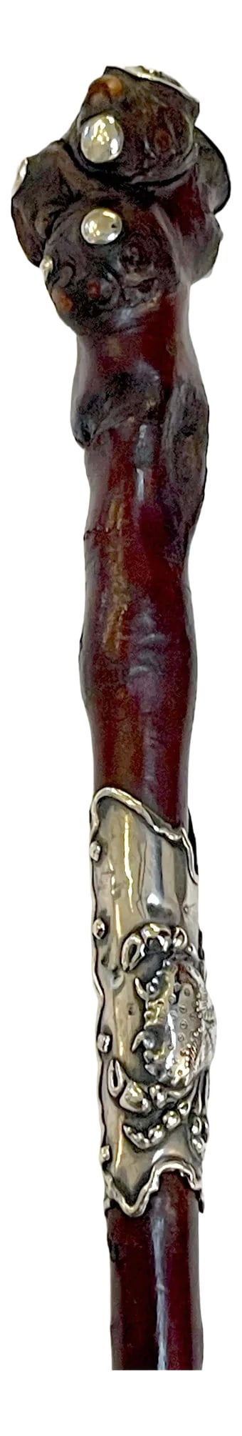 American Aesthetic/Japonisme Sterling Mounted Root Cane Attributed to Gorham: American Aesthetic/Japonisme Sterling Mounted Root Cane Attributed to Gorham An exquisite American Aesthetic/Japonisme Sterling Mounted Root Cane, Attributed to Gorham date lettered 'F' for 1873.