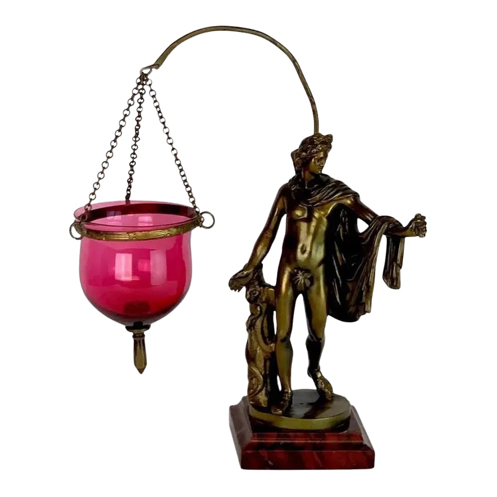 Grand Tour Bronze Apollo Belvedere after Leochares, Votive or Oil Lamp: Grand Tour Bronze Apollo Belvedere After Leochares, Votive, or Oil Lamp Italy, circa late 19th century A fine example of classical antiquity is this exquisite Grand Tour bronze sculpture, Votive or